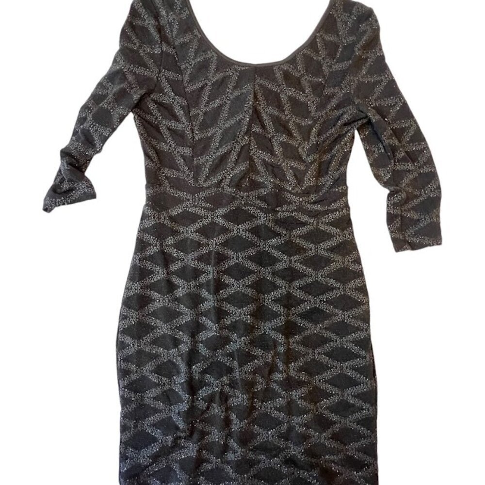 Womens Knee Length Black Dress with Sequin Embellishments Size XL